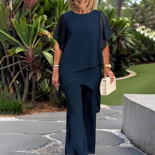 Dame Elegant Lagdelt Top og Bukser Sæt Stilla