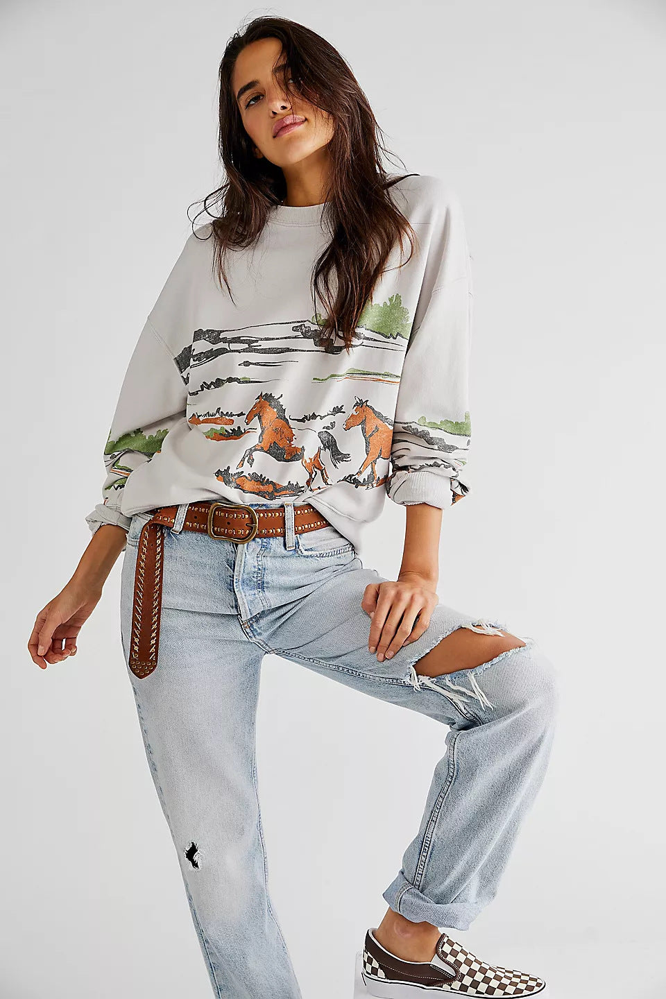 Dame afslappet sweatshirt med kreative dyremotiver Stilla