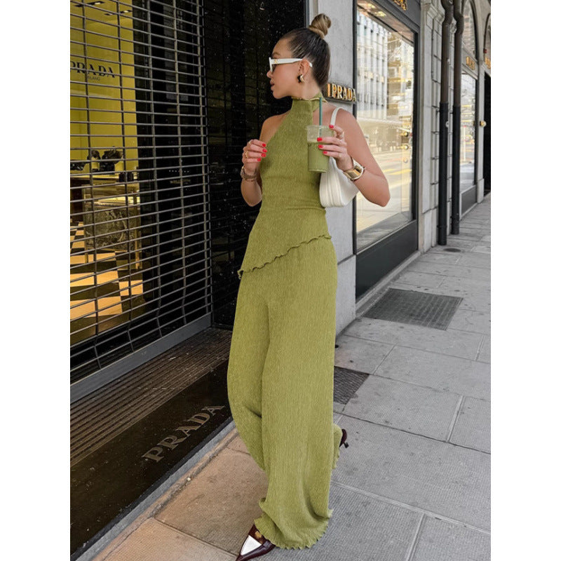 Femme Elegante Flæse Strik Maxi Kjole Stilla