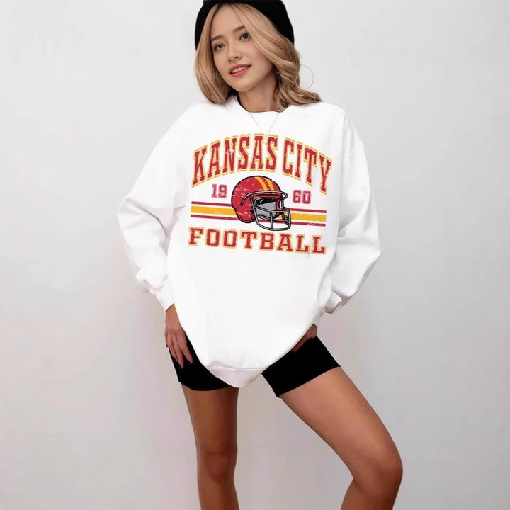 Kvinder Oversized Sweatshirt med nostalgisk fodboldmotiv Skovae