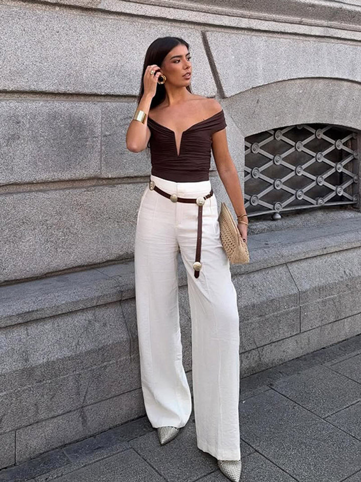 Dame Off-Shoulder Top med elegant Draperingsdesign Stilla