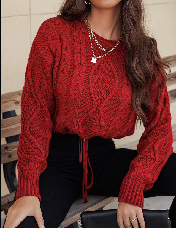 Damer cropped strikpullover med raffineret snor og struktureret overflade Stilla