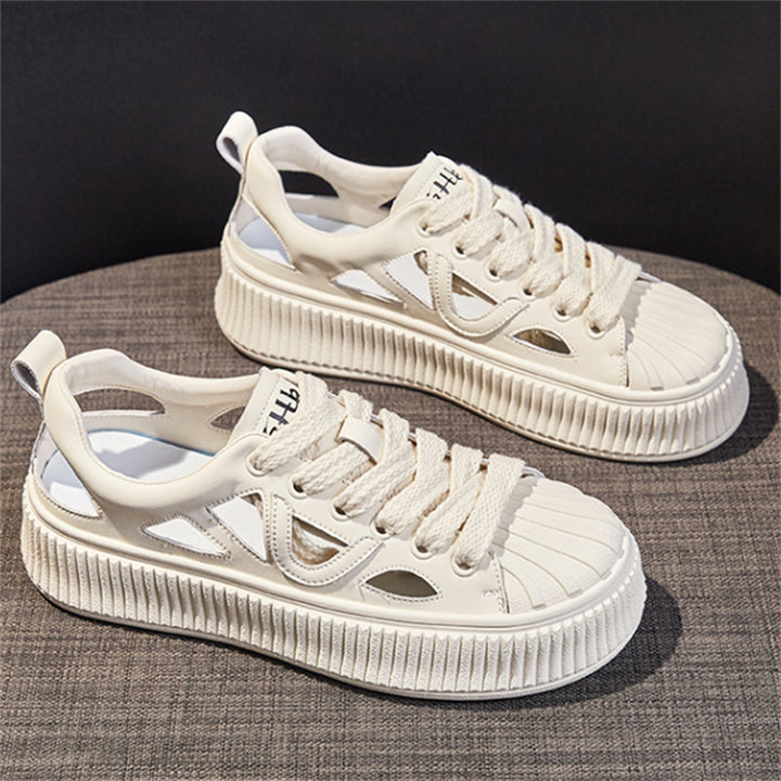 Dame Sporty Plateau-Sneakers med åndbar struktur og trendy design Stilla