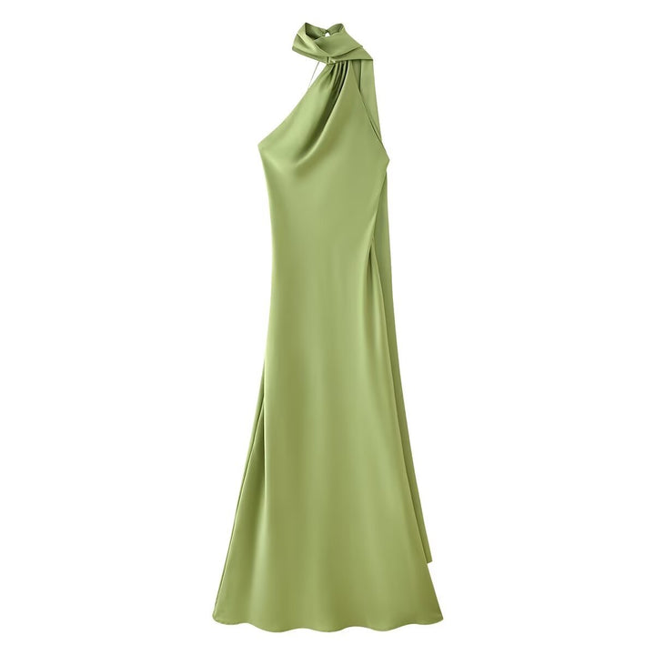Femme Halter Neck Maxi Kjole med sidelids Stilla