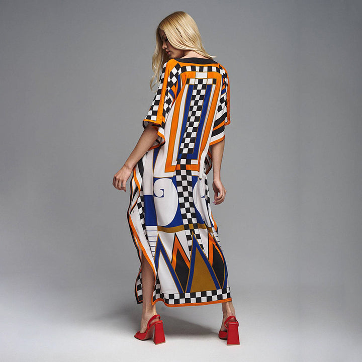 Dame Kaftan med kunstnerisk mønster og frisk design Stilla