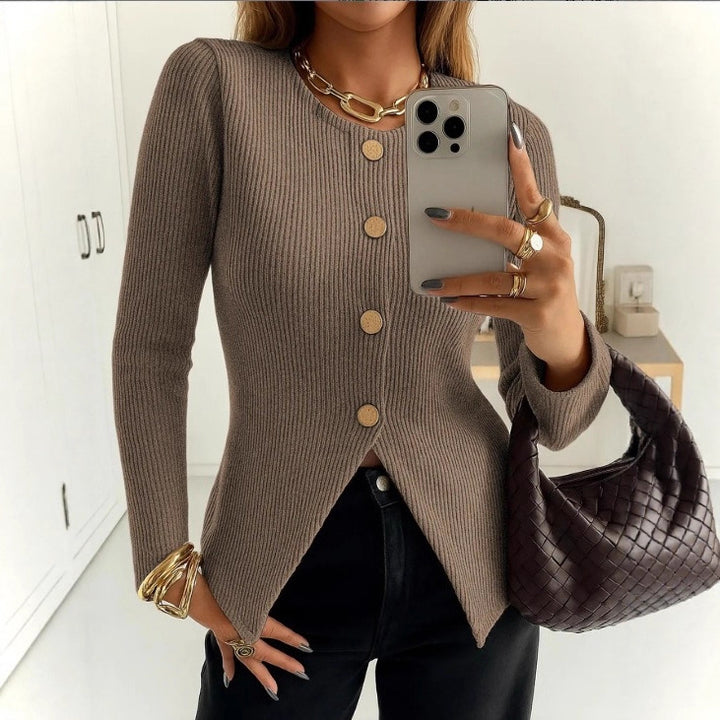 Kvinders elegante cardigan med dekorative knapper Stilla