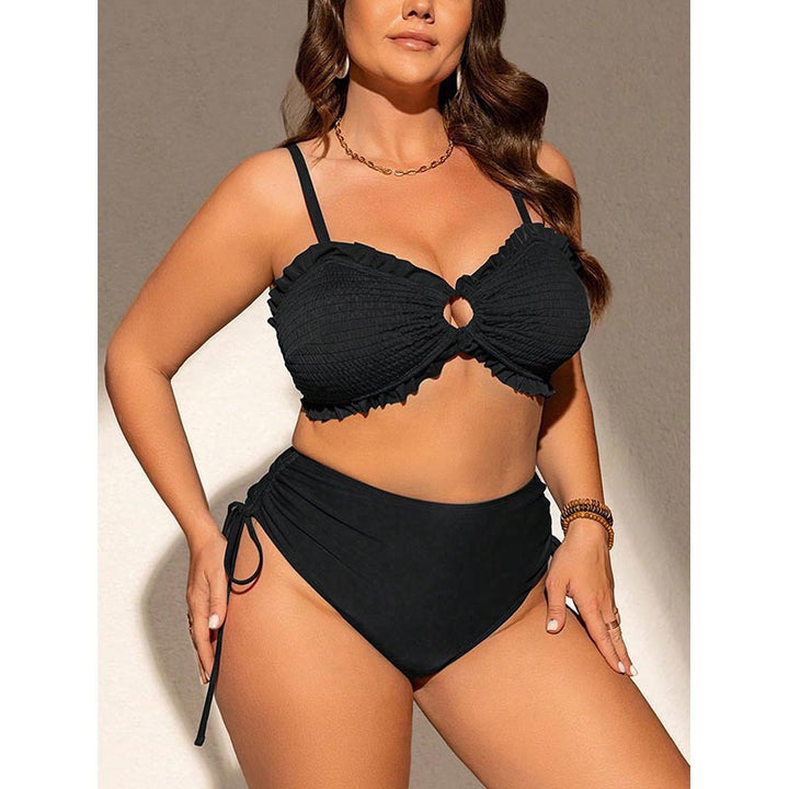 Dame bandeau bikini sæt med rynker og justerbar trusse Skovae