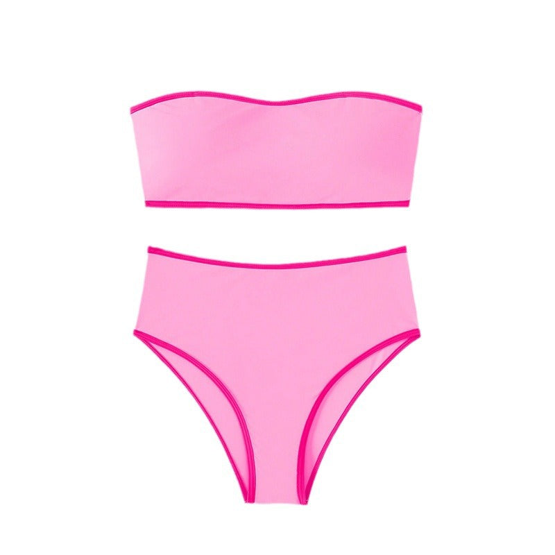 Dame Bandeau-bikini med høj talje og elegante detaljer Skovae