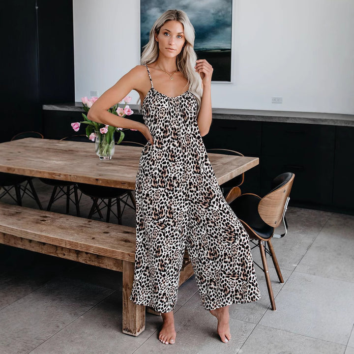 Dame Maxikjole med trendy batikdesign og voluminøse stropper Stilla