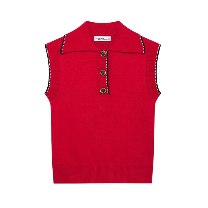 Femme Sleek ærmeløst strik-polo-sweater Stilla