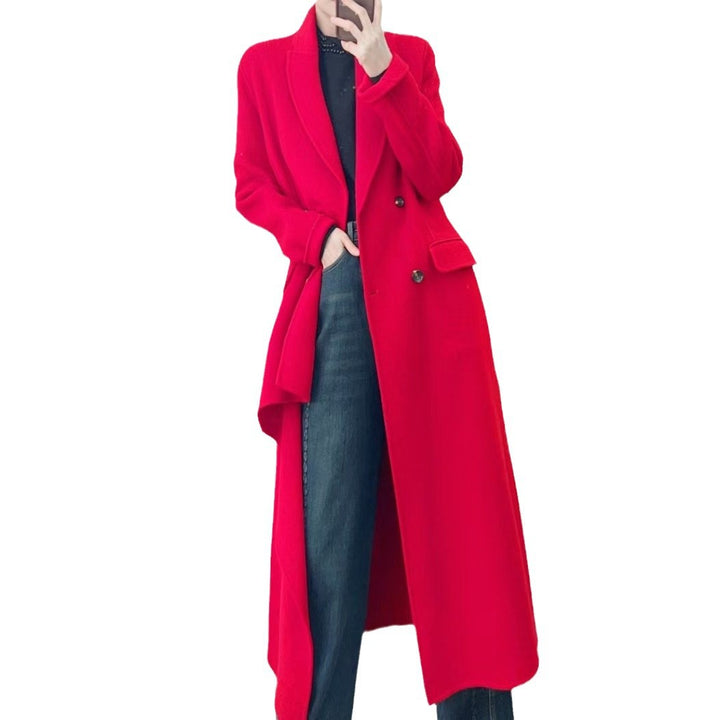 Dame elegant langvarig trenchcoat med dobbelt knaplukning og stilfuld snit Stilla