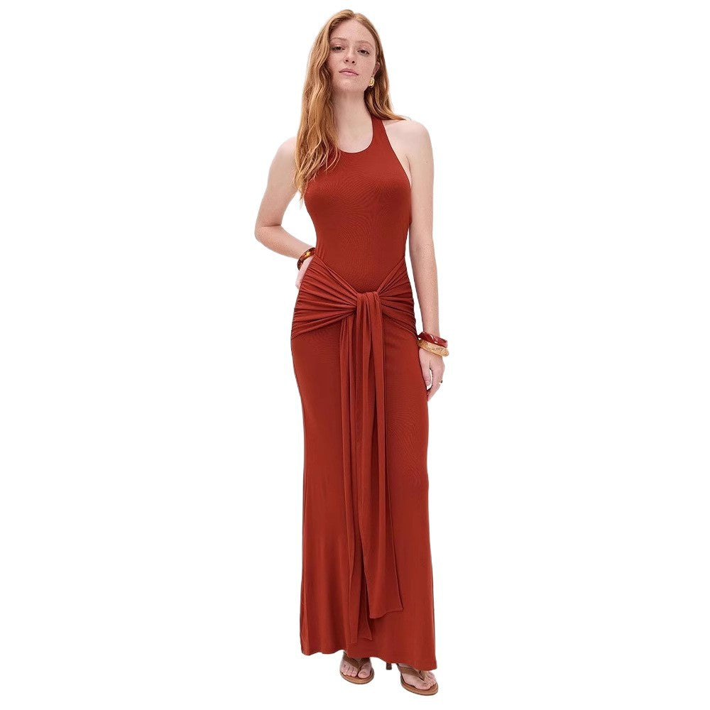 Dame Elegant Halsbånd Maxi Kjole Stilla