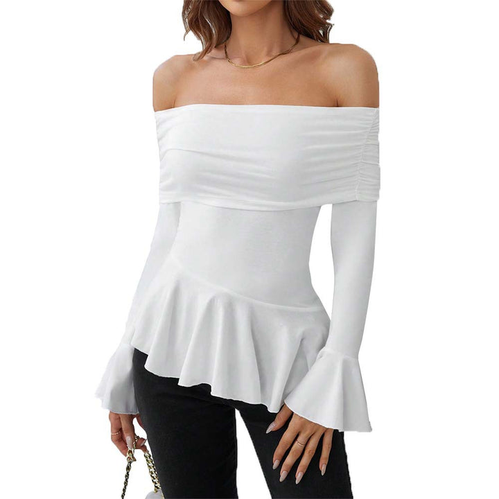 Damer Off-Shoulder Top med Stilfulde Volanter og Lange Ærmer Stilla
