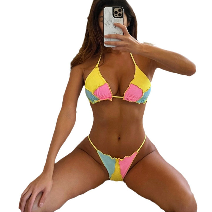 Dame Triangel-Bikini-Sæt med unikt farvemønster Stilla