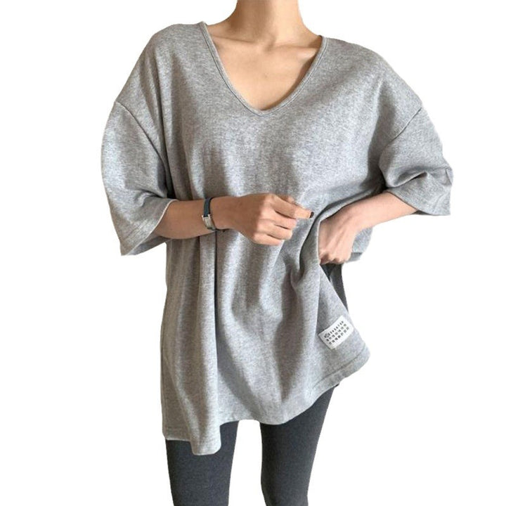 Dame Oversized Rundhalset T-shirt med opfoldede ærmer Stilla