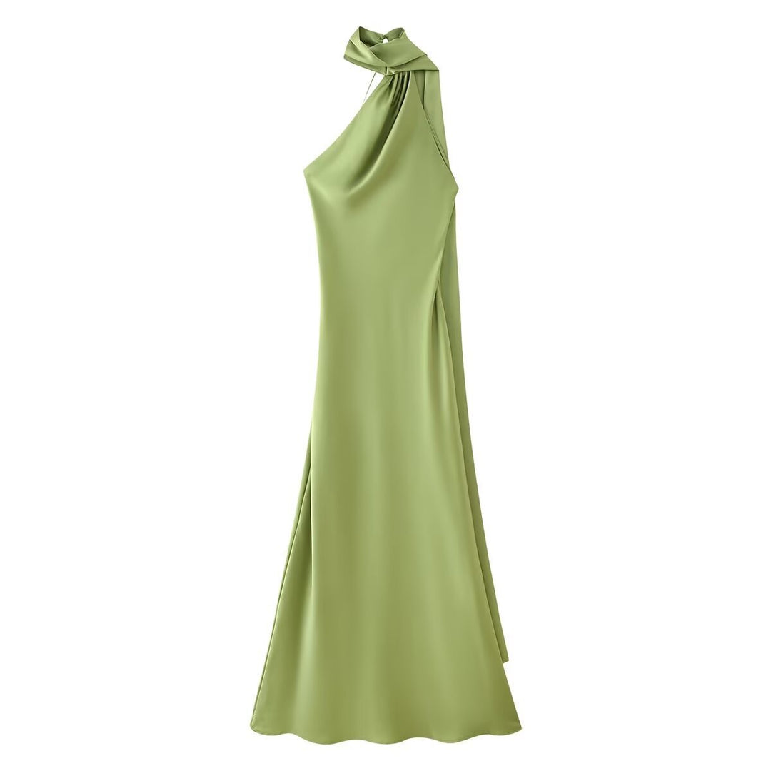 Femme Halter Neck Maxi Kjole med sidelids Stilla