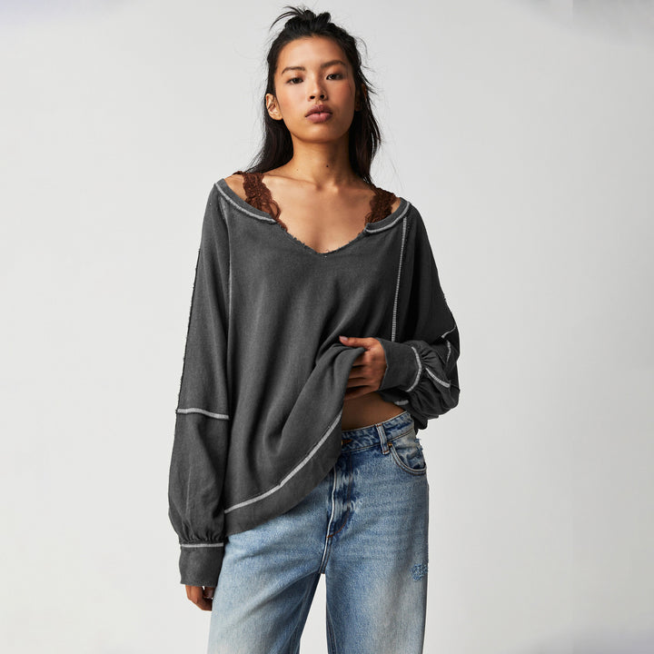 Damer afslappet oversized sweatshirt med rund hals og bløde ærmer Stilla
