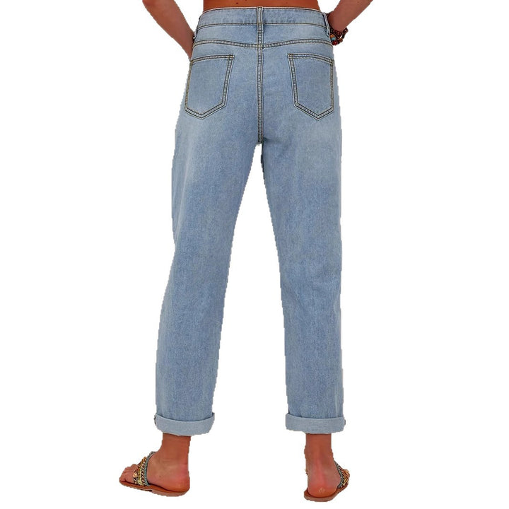 Damejeans med blomstret design og fashionable revnedetaljer Stilla