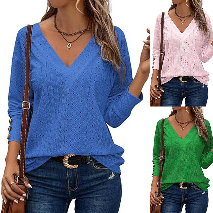 Dame V-hals sweater i hulstrik Stilla