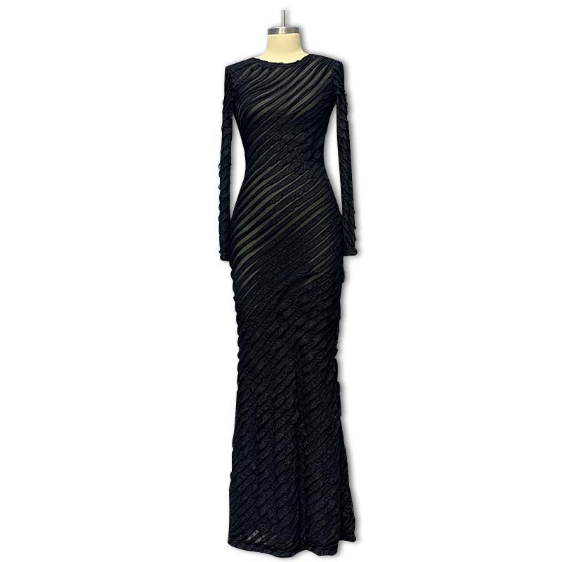 Dame Elegant Maxikjole med tekstureret design Skovae