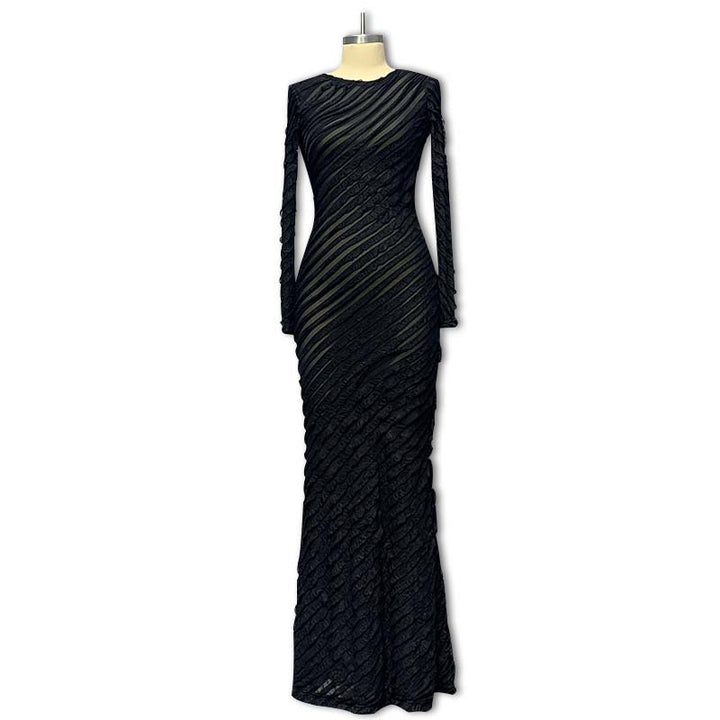 Dame Elegant Maxikjole med tekstureret design Skovae
