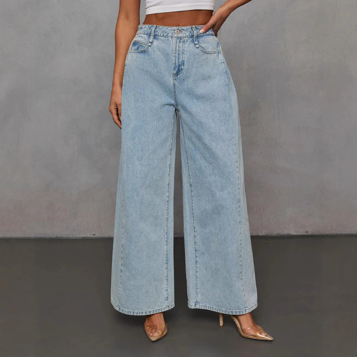 Dame cropped jeansjakke med lynlås og klassiske lommer Stilla