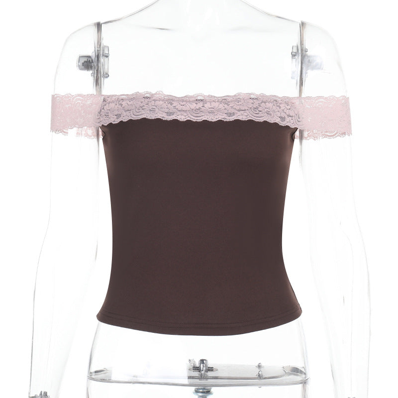 Dame Off-Shoulder Top med fine spidsdetaljer Skovae