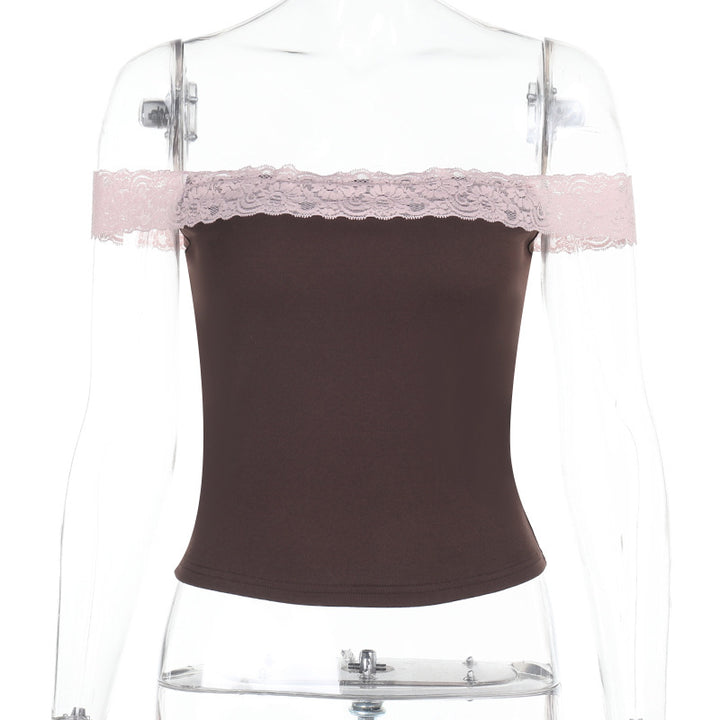 Dame Off-Shoulder Top med fine spidsdetaljer Skovae