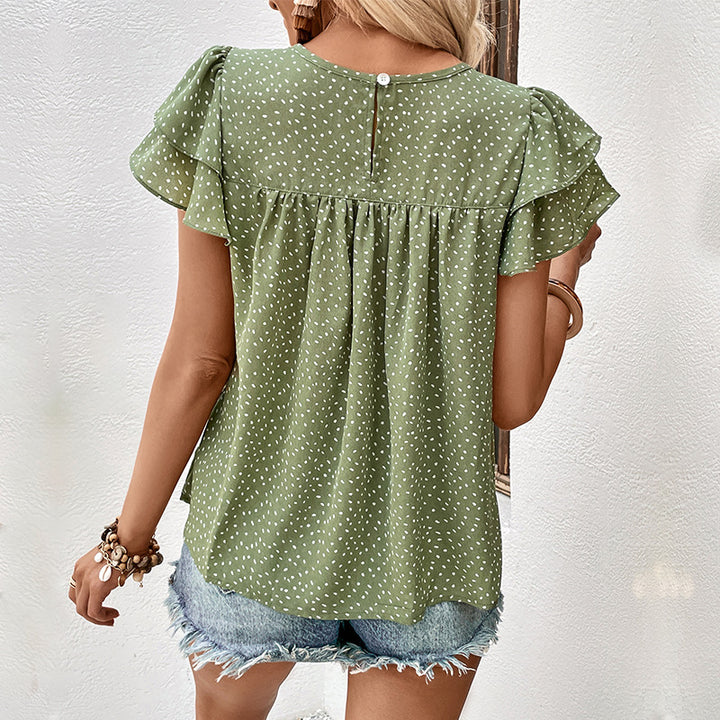 Frau Rüschensäume Polka Dot Bluse Stilla