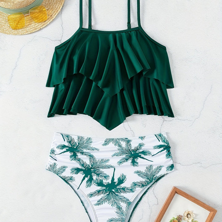 Dame Bikini-sæt med voluminøst flæse-design og højtsiddende shorts Stilla
