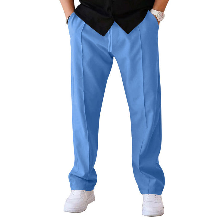 Herren nan loose casual pants with crease, elastic waistband and drawstring Skovae