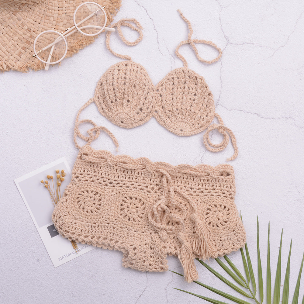 Dame Hæklet Bikini-Sæt med Frynse Detaljer Stilla