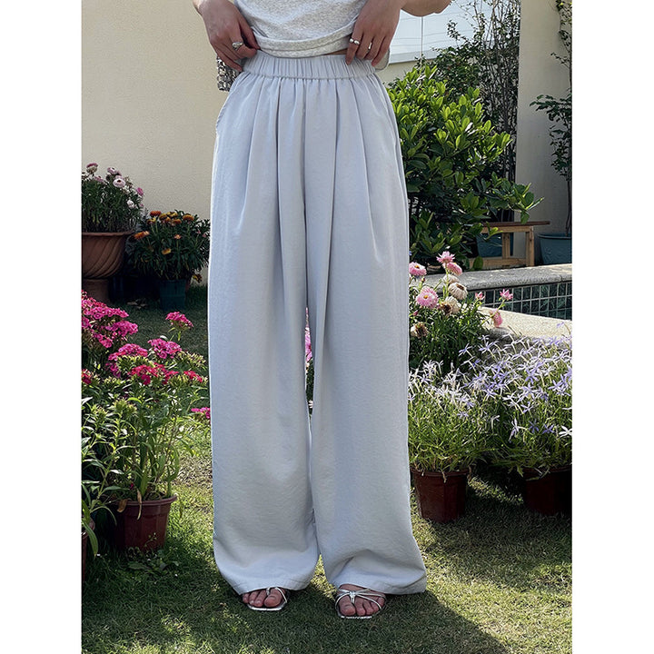 Dame brede High-Waist Bukser med elastisk talje og elegant fald Stilla