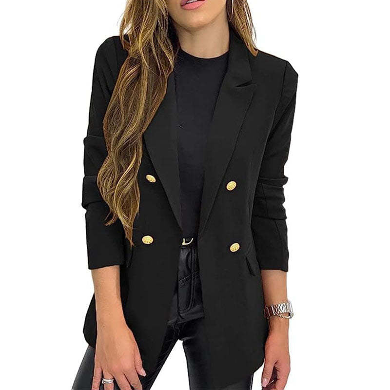 Dame elegant blazer med dobbelt knaplukning og struktureret snit Stilla