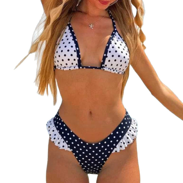 Dame triangel-bikini med legende flæsedetaljer Skovae
