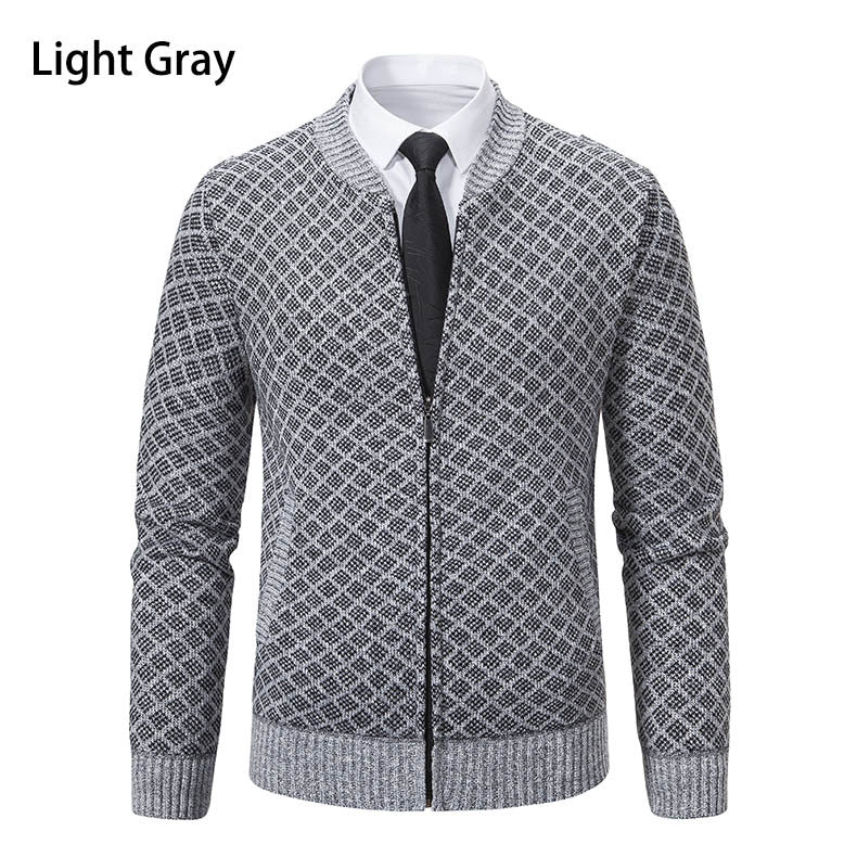 Herrer struktureret diamant-strik zip-up cardigan Stilla