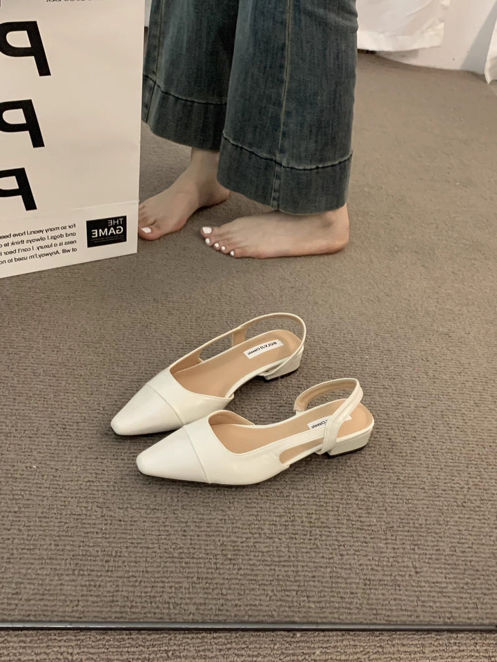 Dame Spids-Tå Slingback-Flade med elegante Remme Stilla