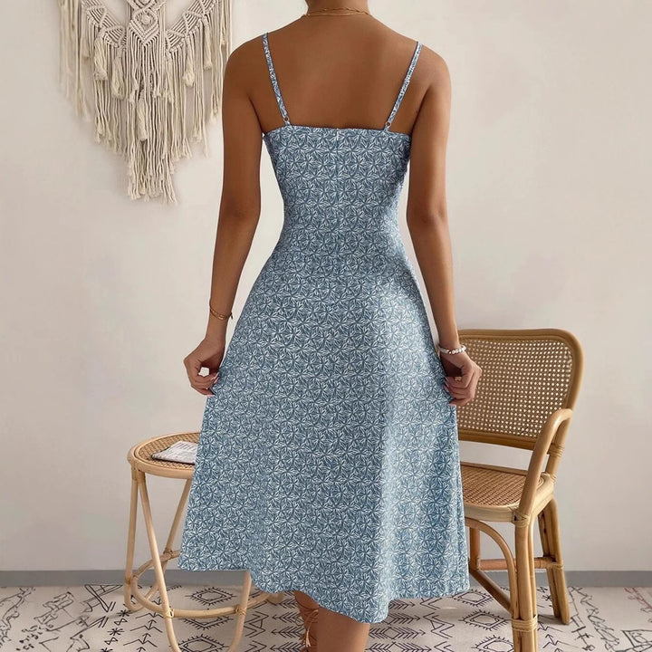 Dame Elegant Sprøjt Midi Kjole Stilla