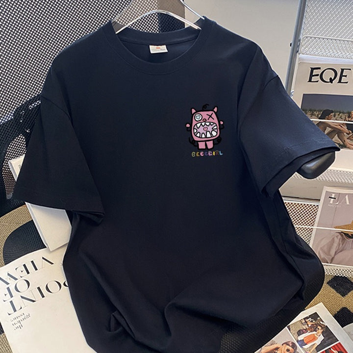 Dame T-shirt med kunstnerisk cartoon-motiv og afslappet snit Stilla