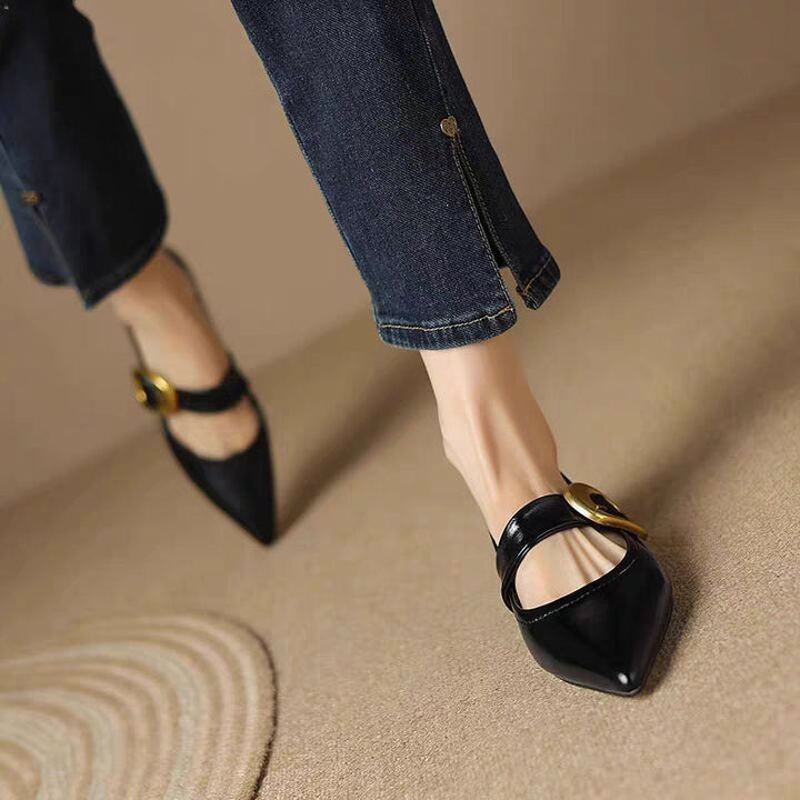 Damer Elegante Spidse Tå Slingback Ballerinaer med Justerbar Rem Stilla