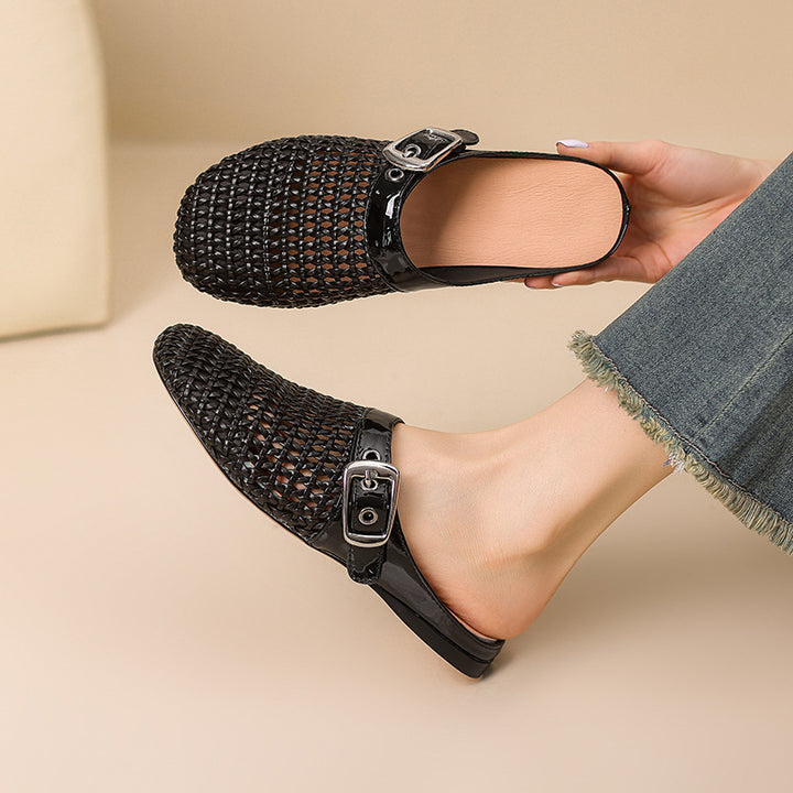 Femme Vævet Slide Mules med justerbart spænde-detalje  Stilla