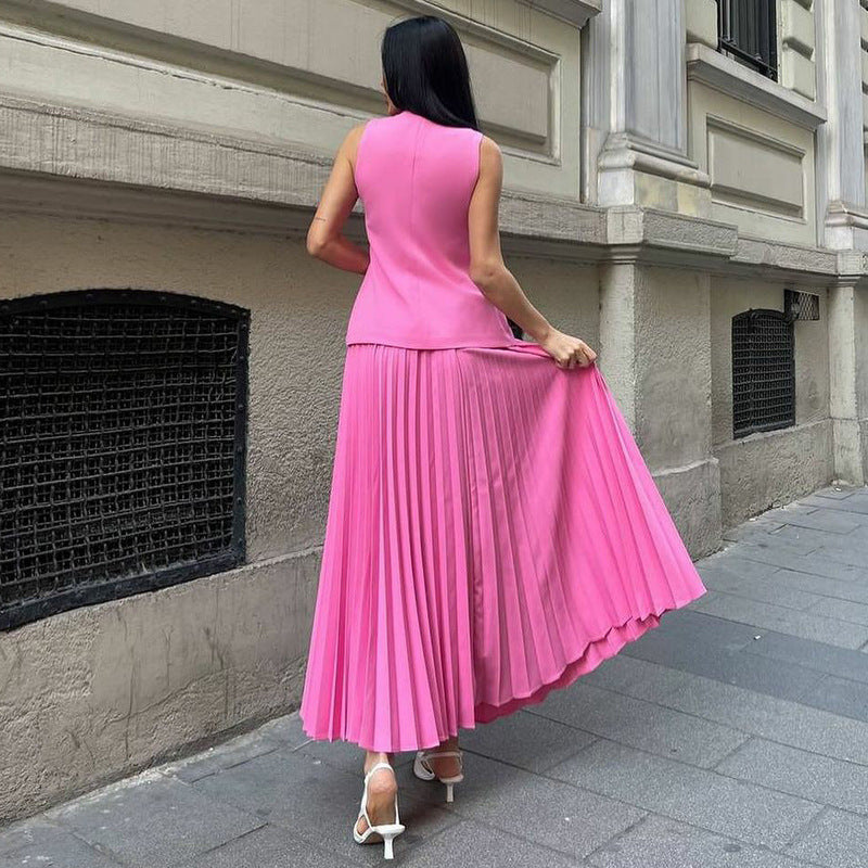 Dame Elegant og plisseret outfit-sæt med figursyet top Stilla