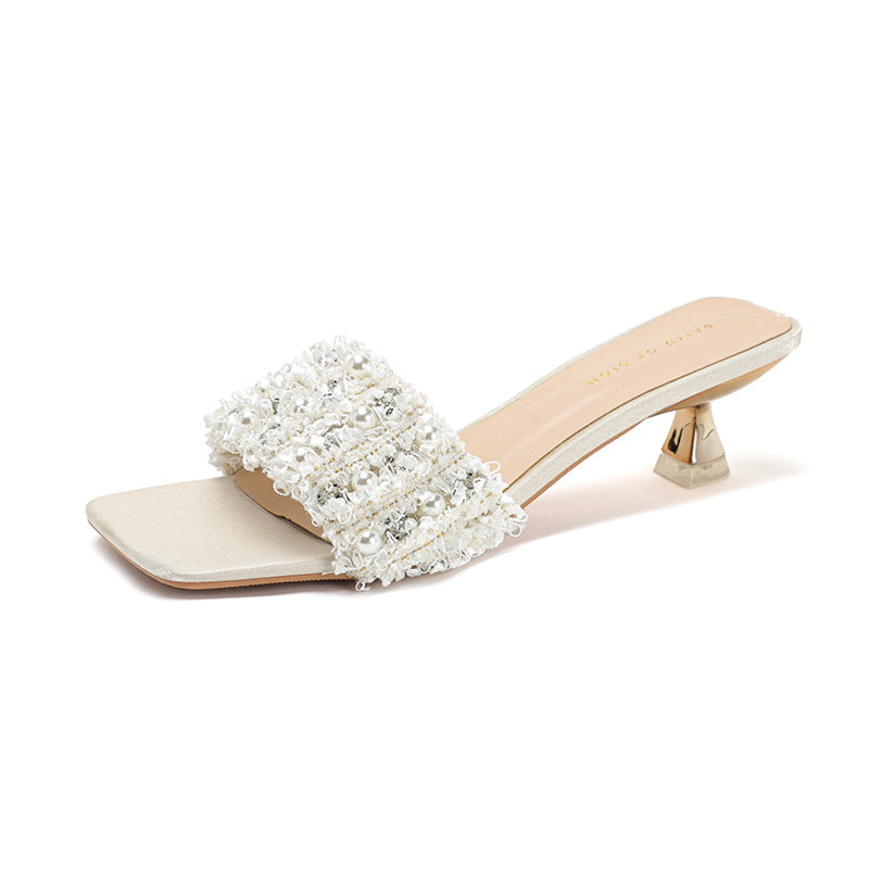 Femme Elegant Dekoreret Slide Sandaler Stilla