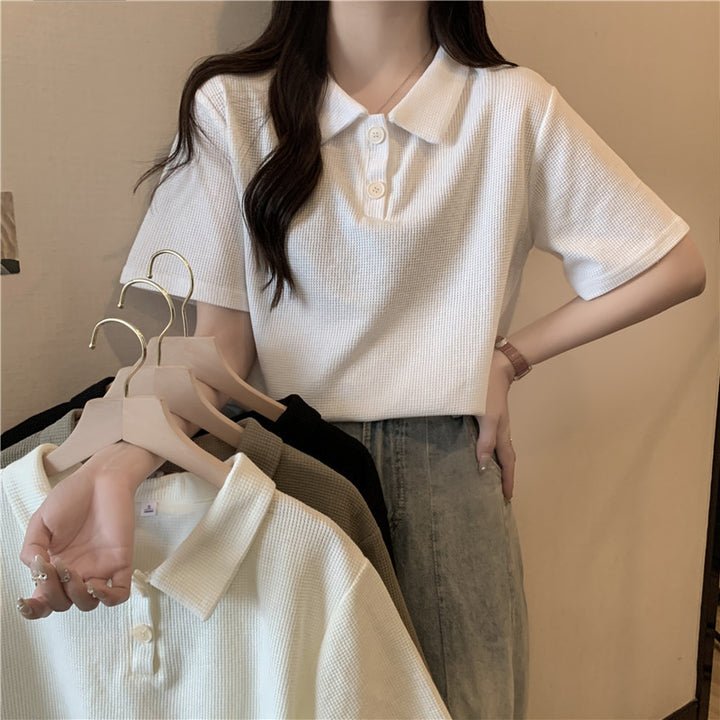 Femme Waffle Strik Polo-Shirt Stilla