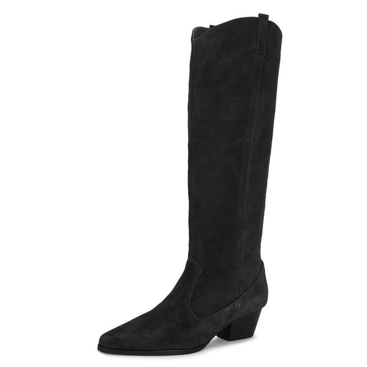 Femme Over-the-Knee Suede Westernstøvler med skulptureret hæl Stilla