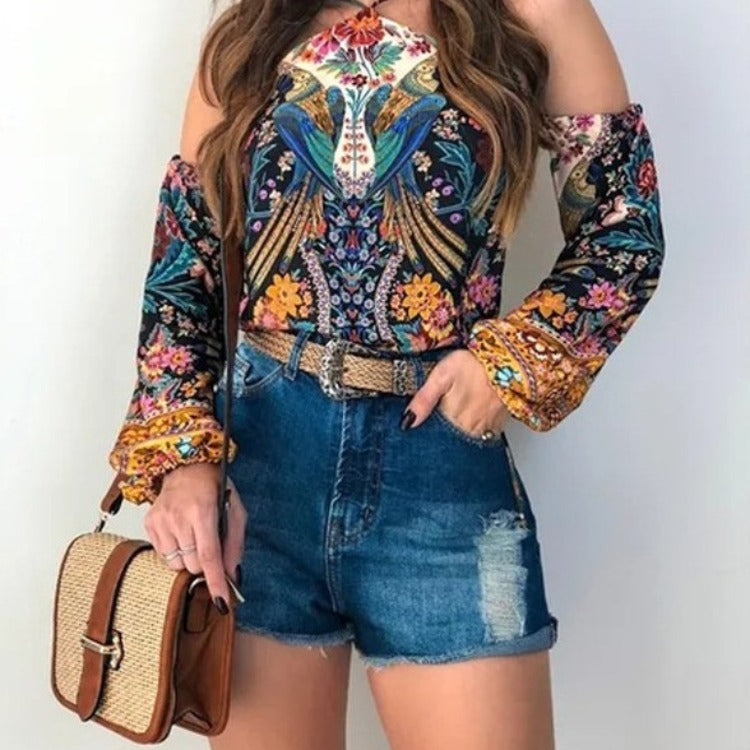 Kvinder Bohemian Kold-Skulder Bluse Stilla