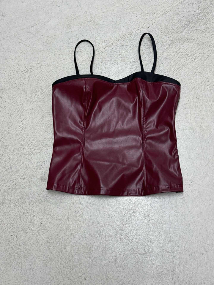 Dame-crop-top i kunstlæder med raffinerede stropper Skovae