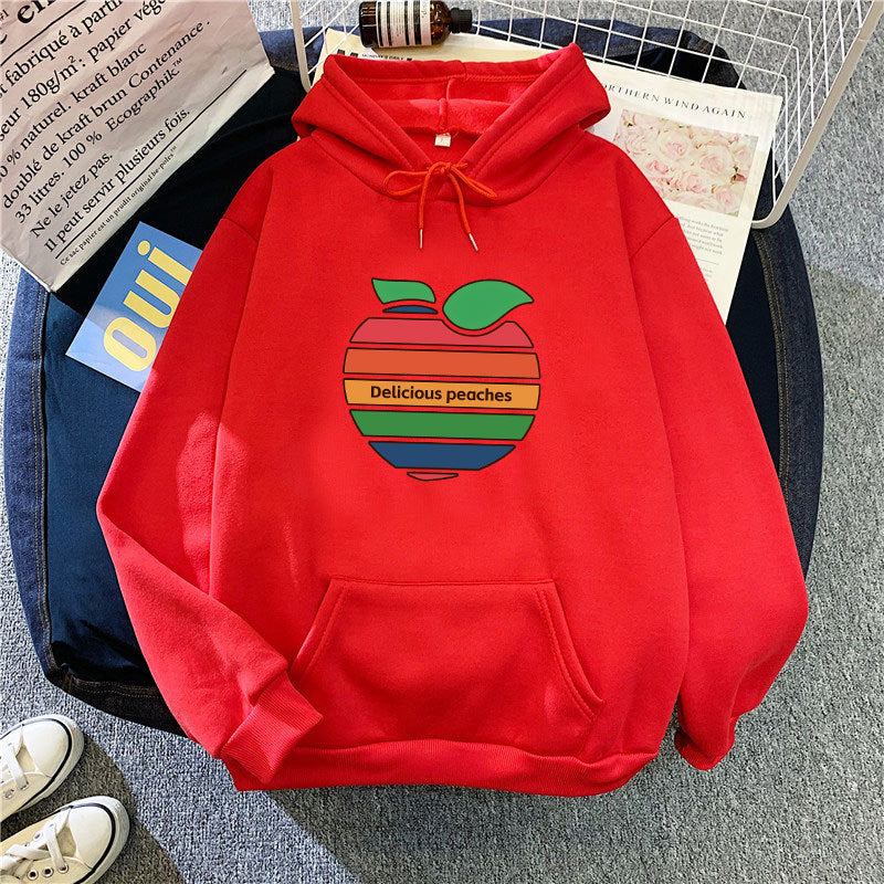 Dame hoodie med glædeligt frugtmotiv Skovae