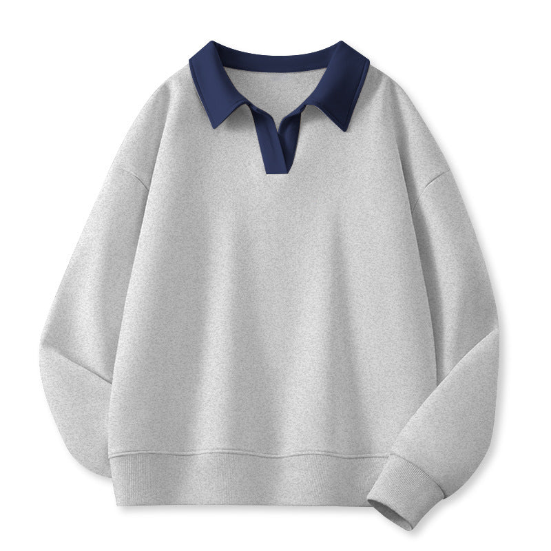 Femme Stilfuld V-Udsnit Fleece Pullover Sweatshirt Stilla