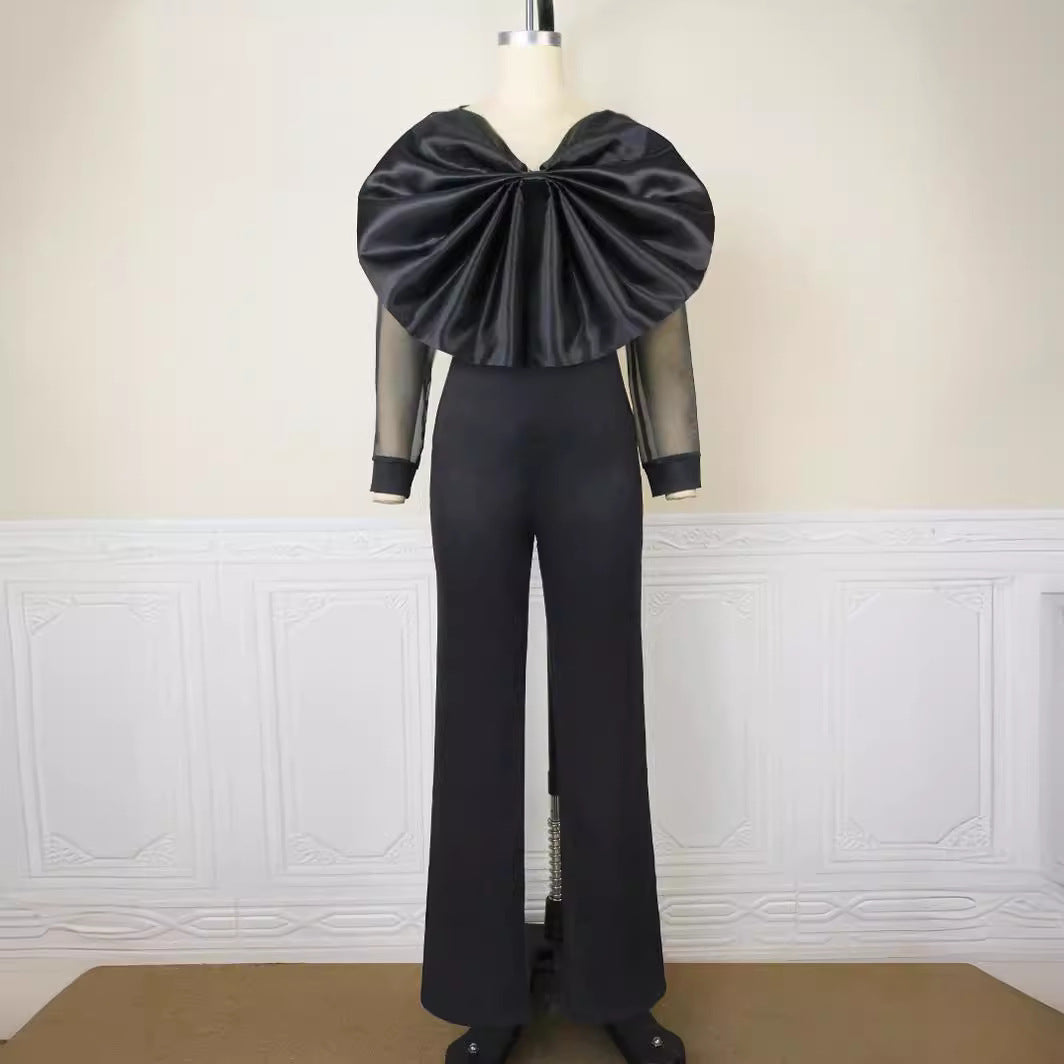 Damer Elegant Jumpsuit med voluminøst satin kjole Skovae